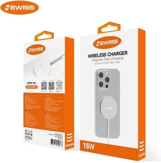 Apple iSwiss 15W Magnetische Draadloze Oplader