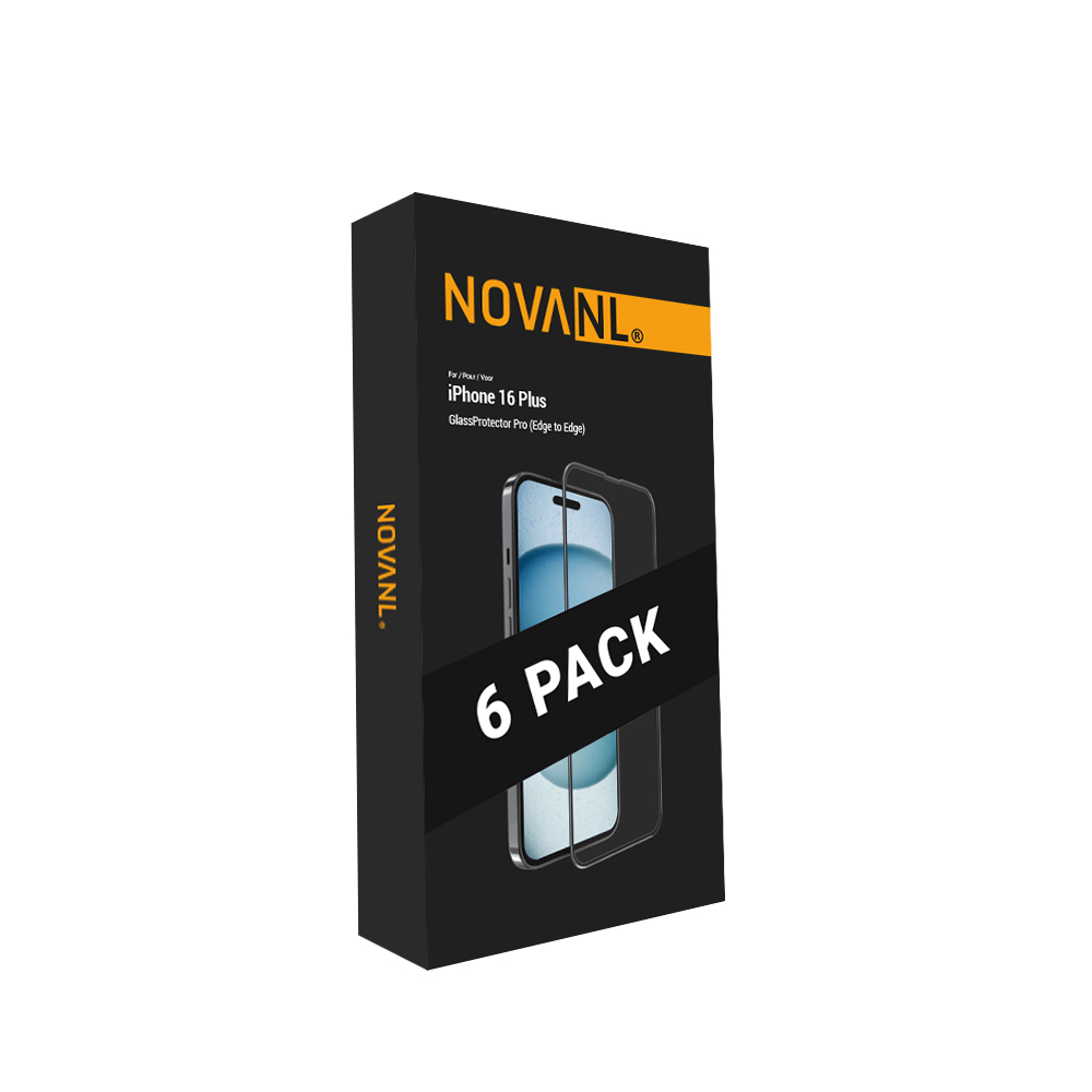 NOVANL GlassProtector Pro (Edge to Edge) (6 Pack) voor iPhone 16 Plus