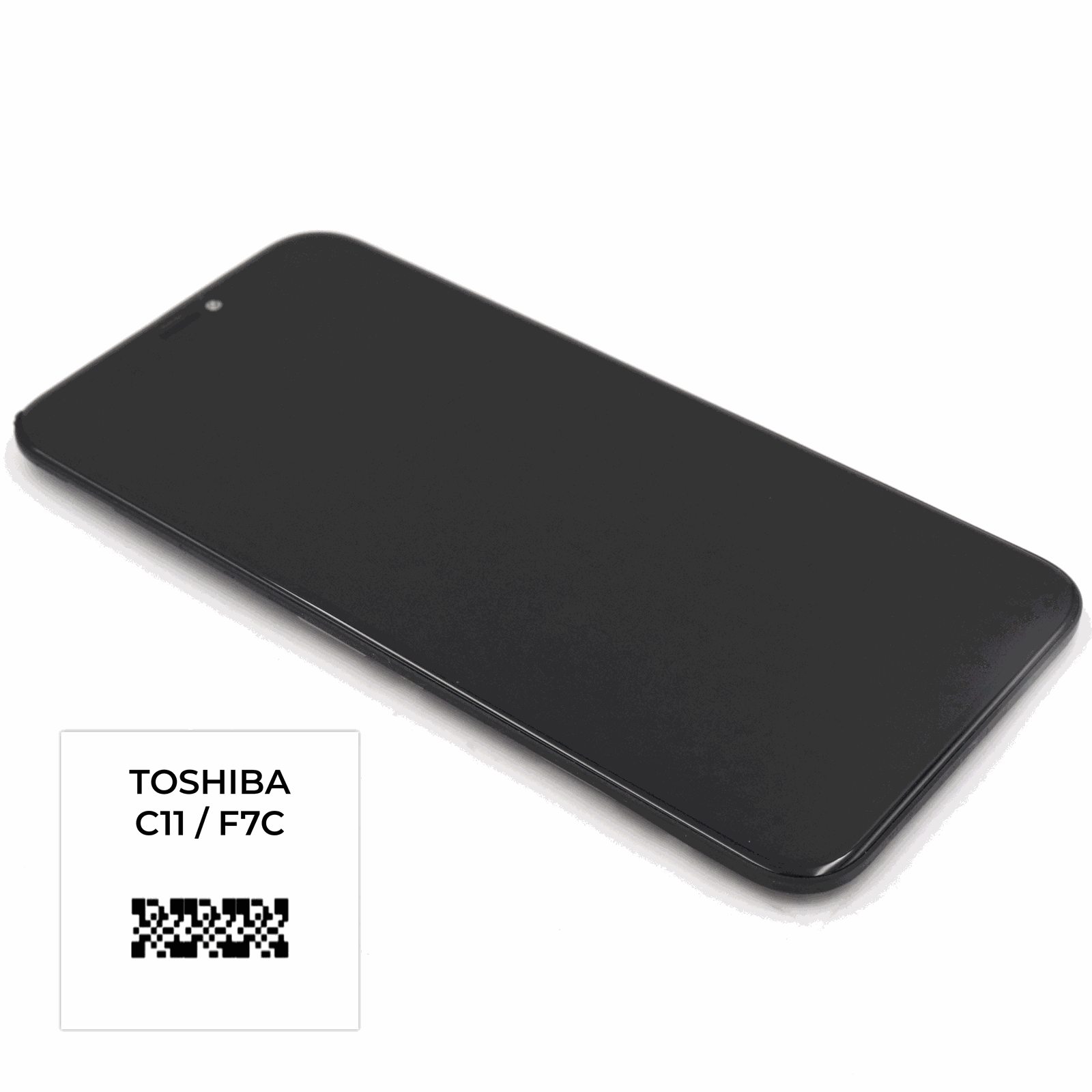 Apple Scherm (Toshiba: C11/F7C - Connector met Wide QR Code) (incl. Backplate) voor iPhone Xr Zwart Pulled