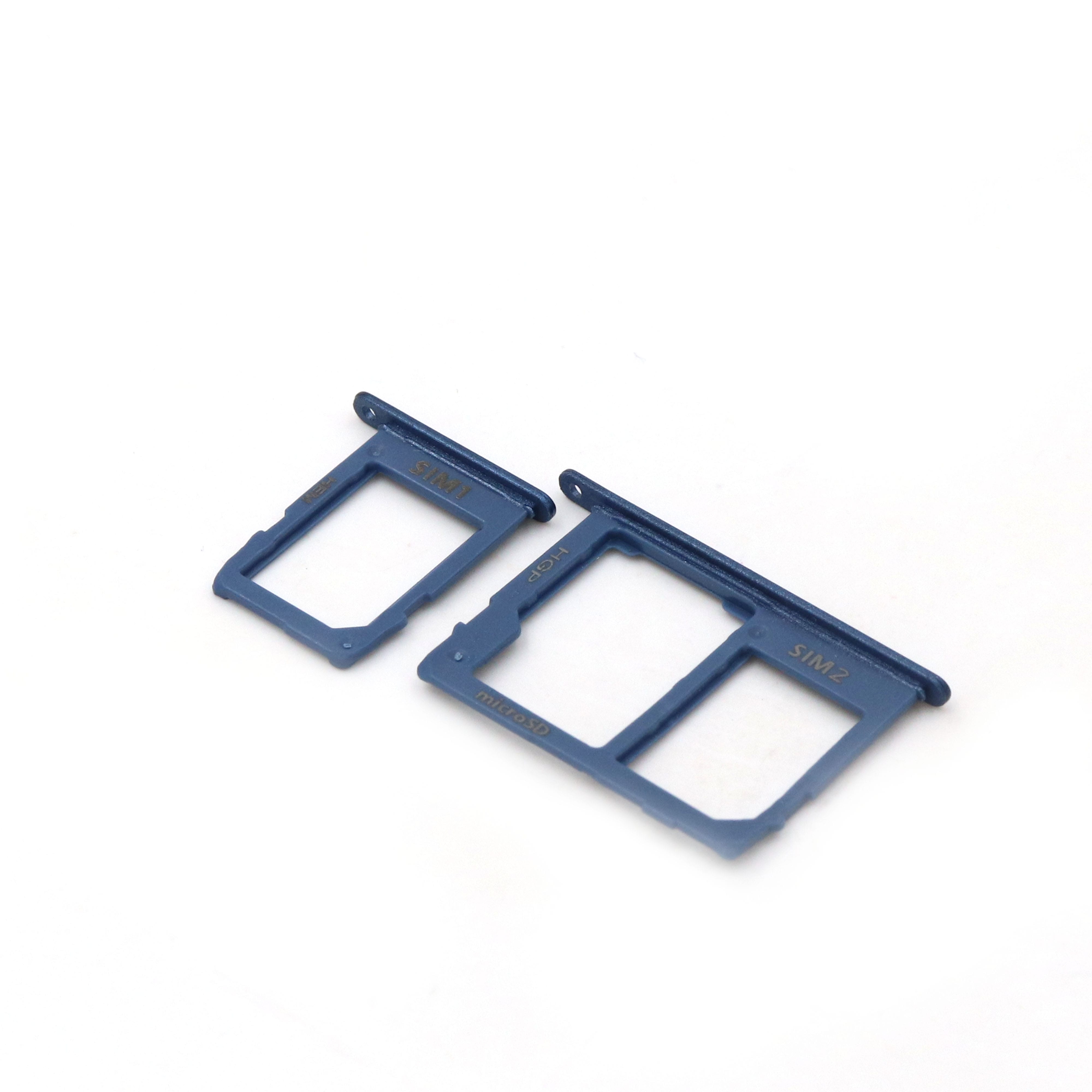 Samsung Sim- en SD-kaarthouder met cover voor Samsung Galaxy A6 Plus 2018 (A605F) Blauw OEM-Equivalent