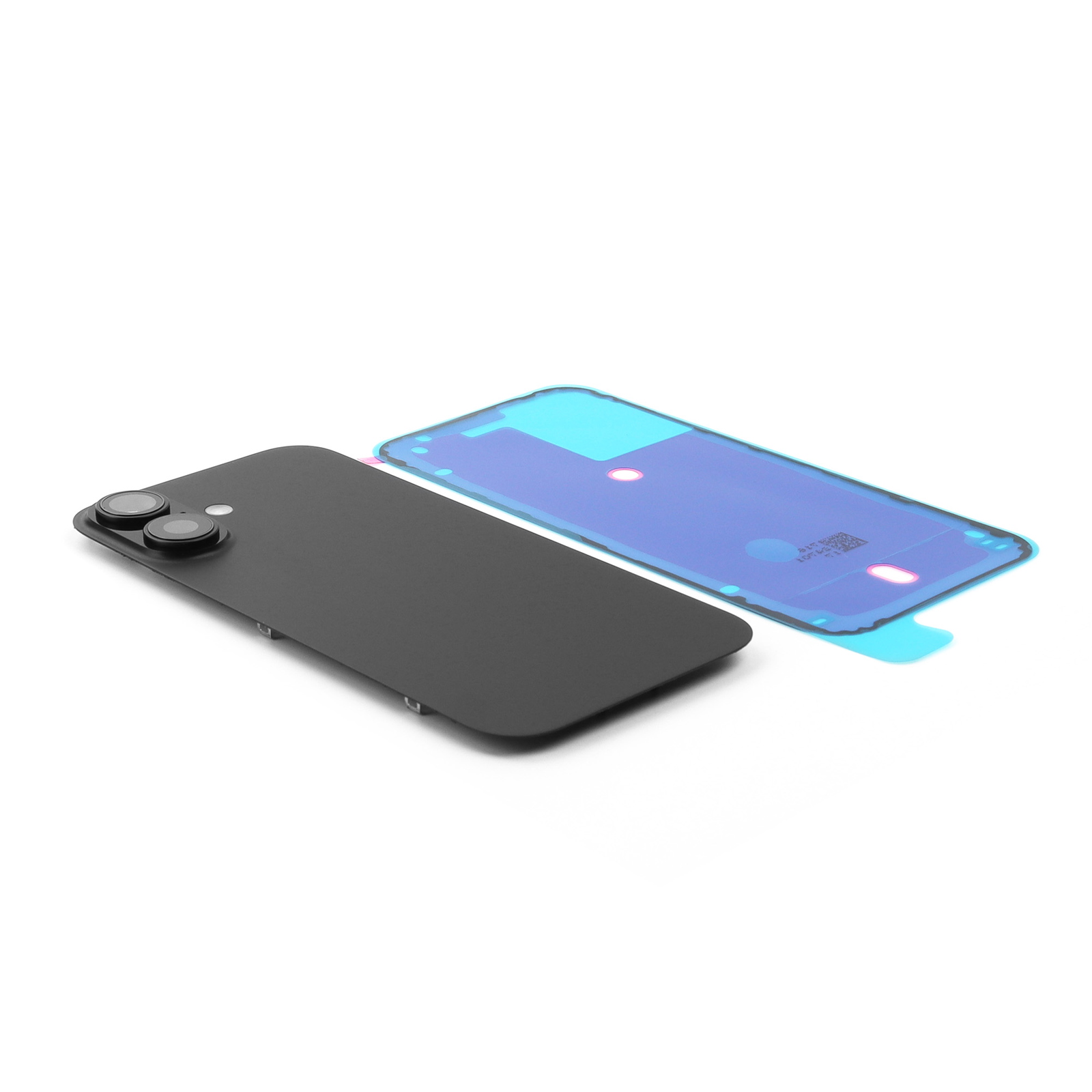 Back Cover incl. Camera lens, Flash Light and Wireless Charging For iPhone 16 Black Pulled B