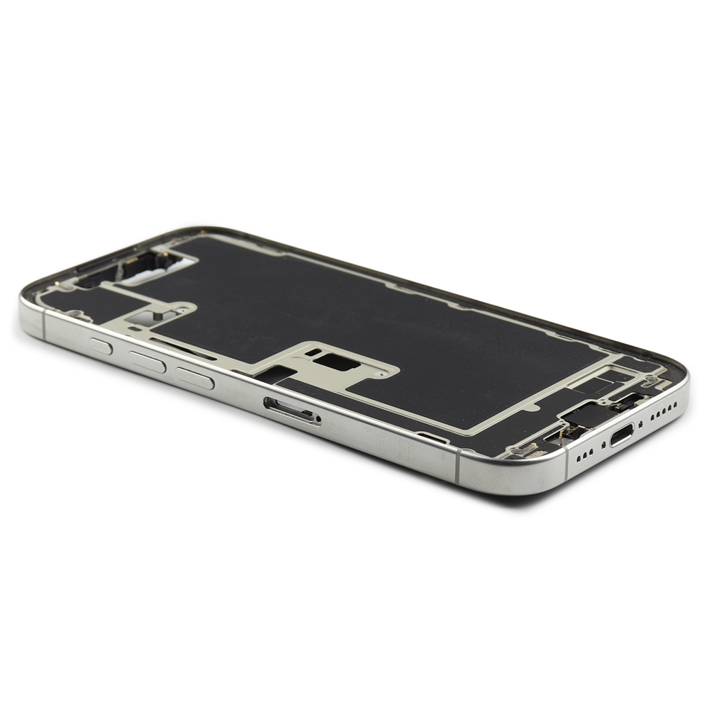 Apple Middenframe met aan/uit- en volumeknop voor iPhone 16 Pro (EU Version) Wit Titanium Pulled