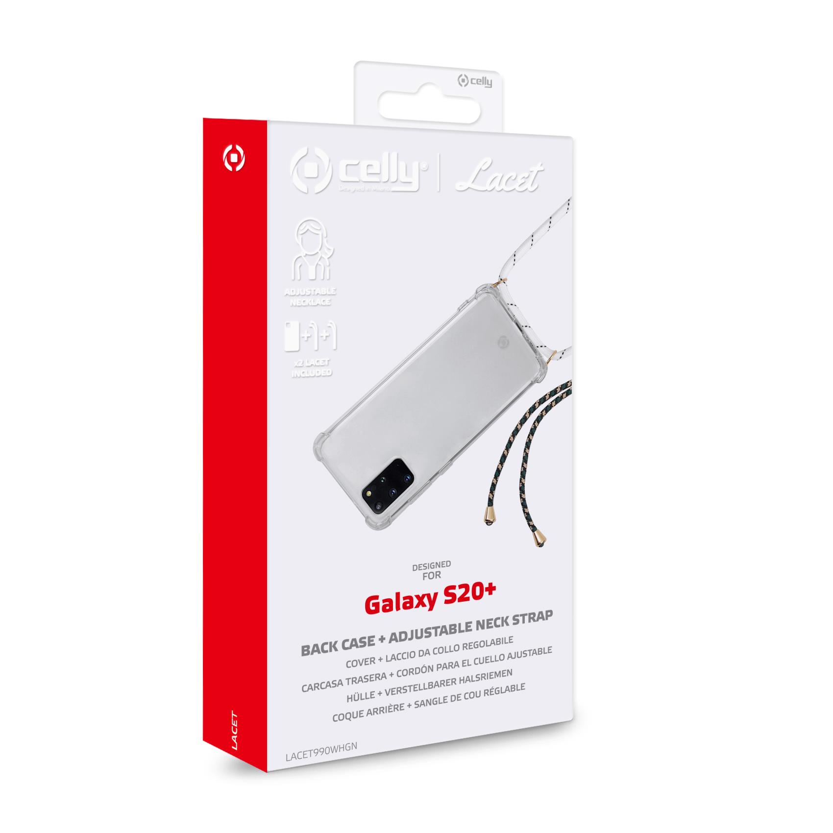 Celly Lacet Back Case + Adjustable Neck Strap for Samsung Galaxy S20 Plus
