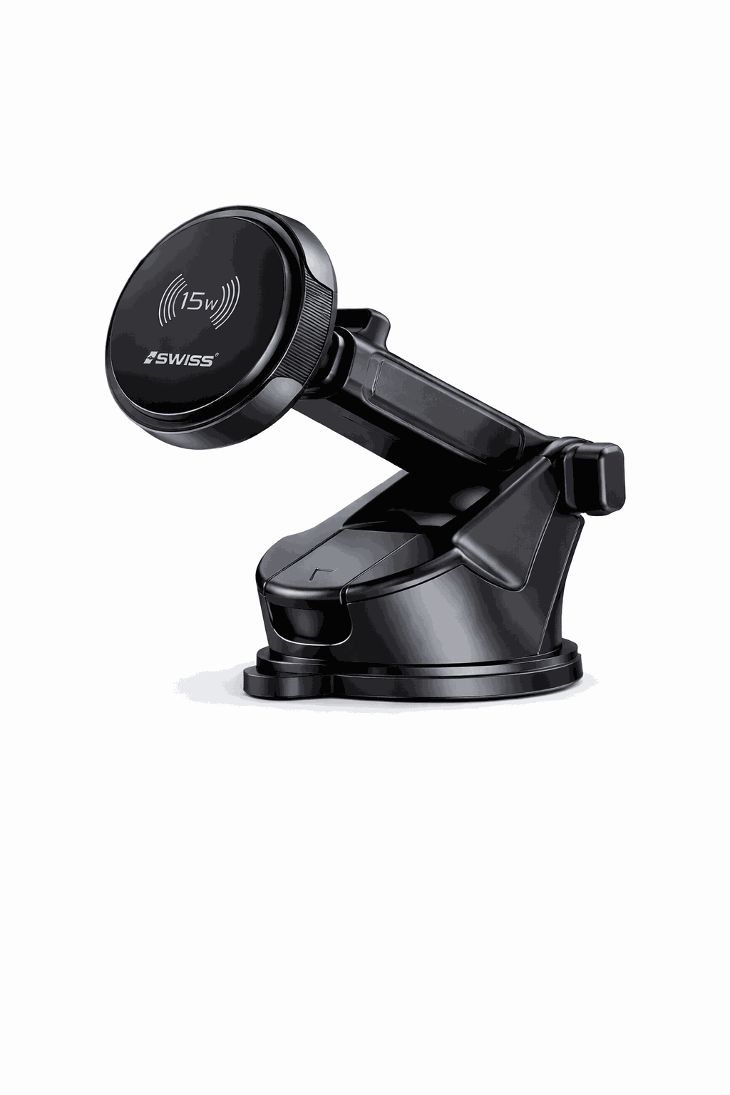 Swiss Draadloze Auto Oplader & Telefoonhouder – 15W Fast Charge | 360° Draaibaar