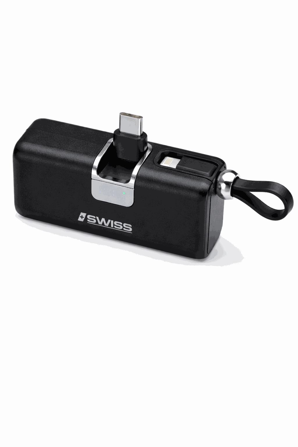 iSwiss Powerbank 5.000mAh met Ingebouwde Kabel – 22,5W Snelladen | Zwart
