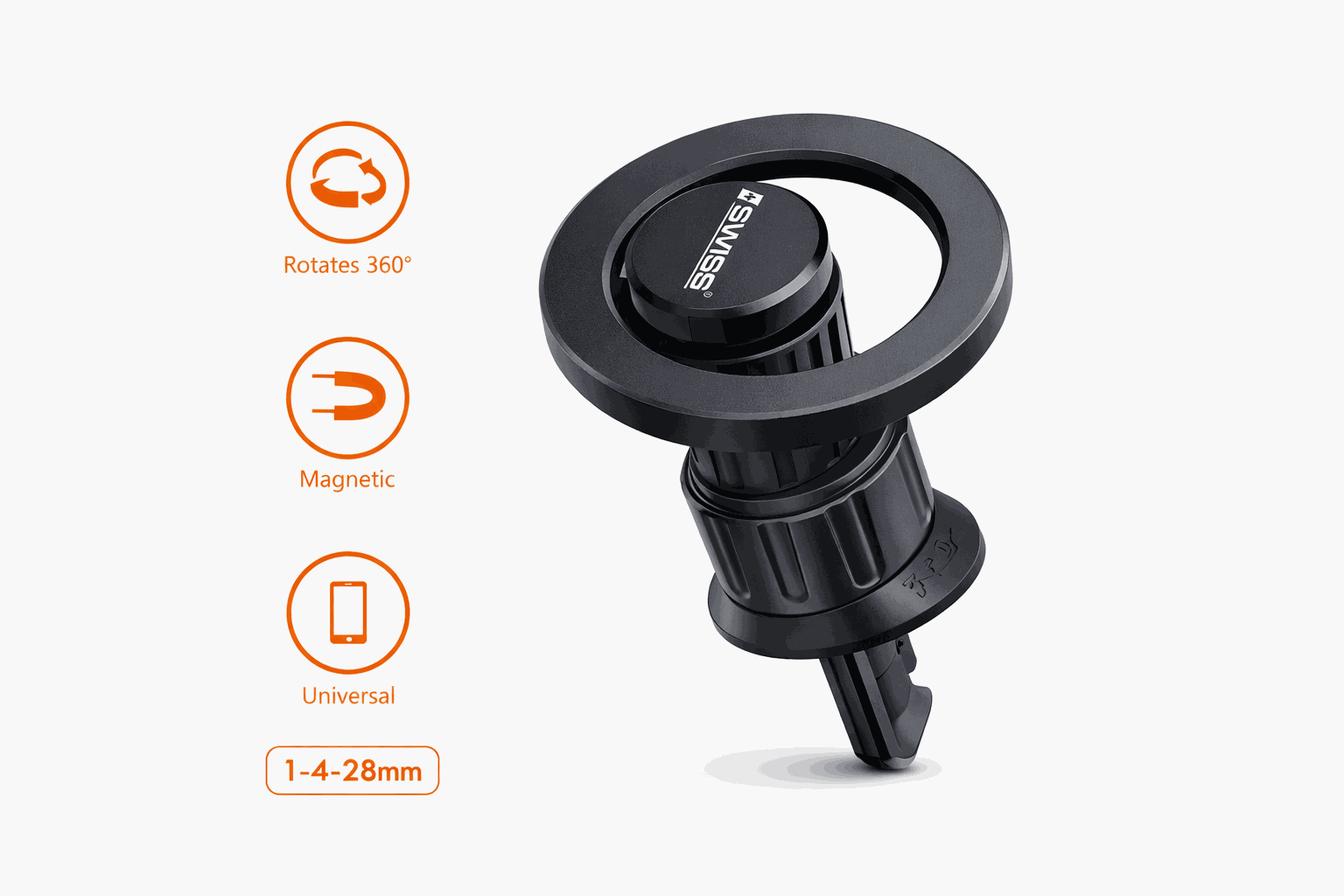iSwiss Magnetische Auto Telefoonhouder – Luchtrooster Bevestiging – 360° Draaibaar & Universeel