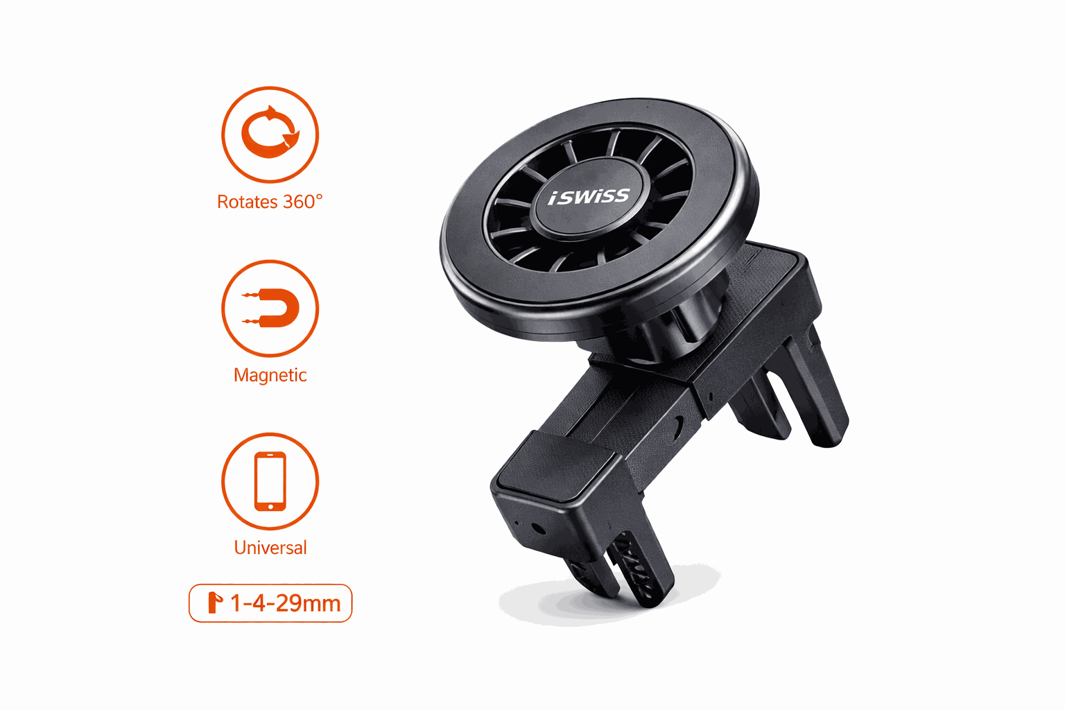 iSwiss Magnetische Auto Handyhalterung – Air Vent Halterung – 360° Drehbar & Universal