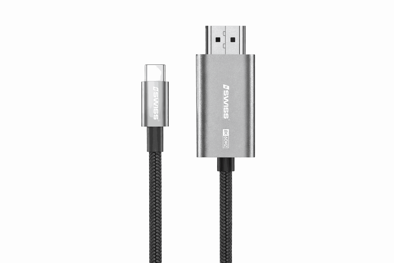 iSWISS USB-C to HDMI Cable – 2 Meter – 8K UHD 60Hz – Aluminium & Nylon Braided