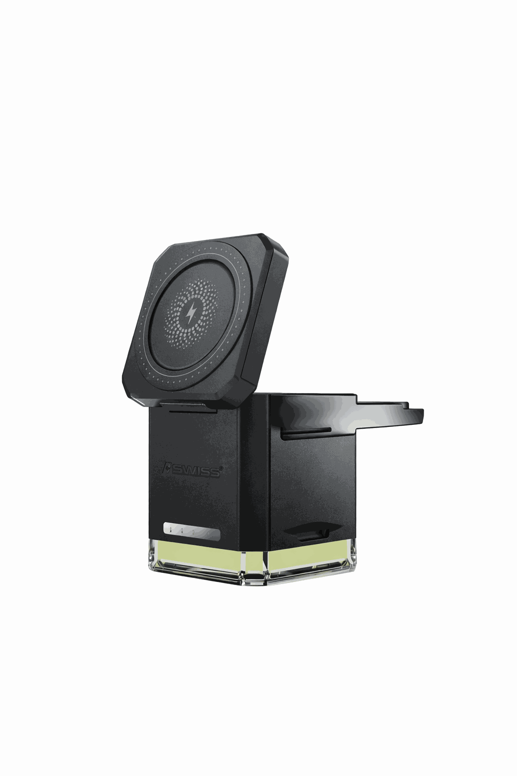 iSWISS 3-in-1 Draadloze Oplader 15W voor Telefoon, Smartwatch en Oordopjes