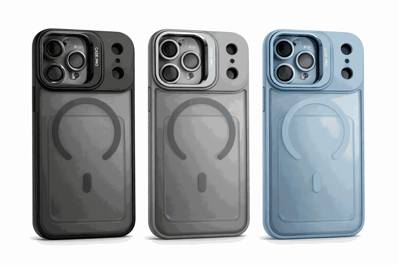 Premium Matte MagSafe Case for iPhone – Black / Grey / Light Blue IP17,,17PRO,17PROMAX