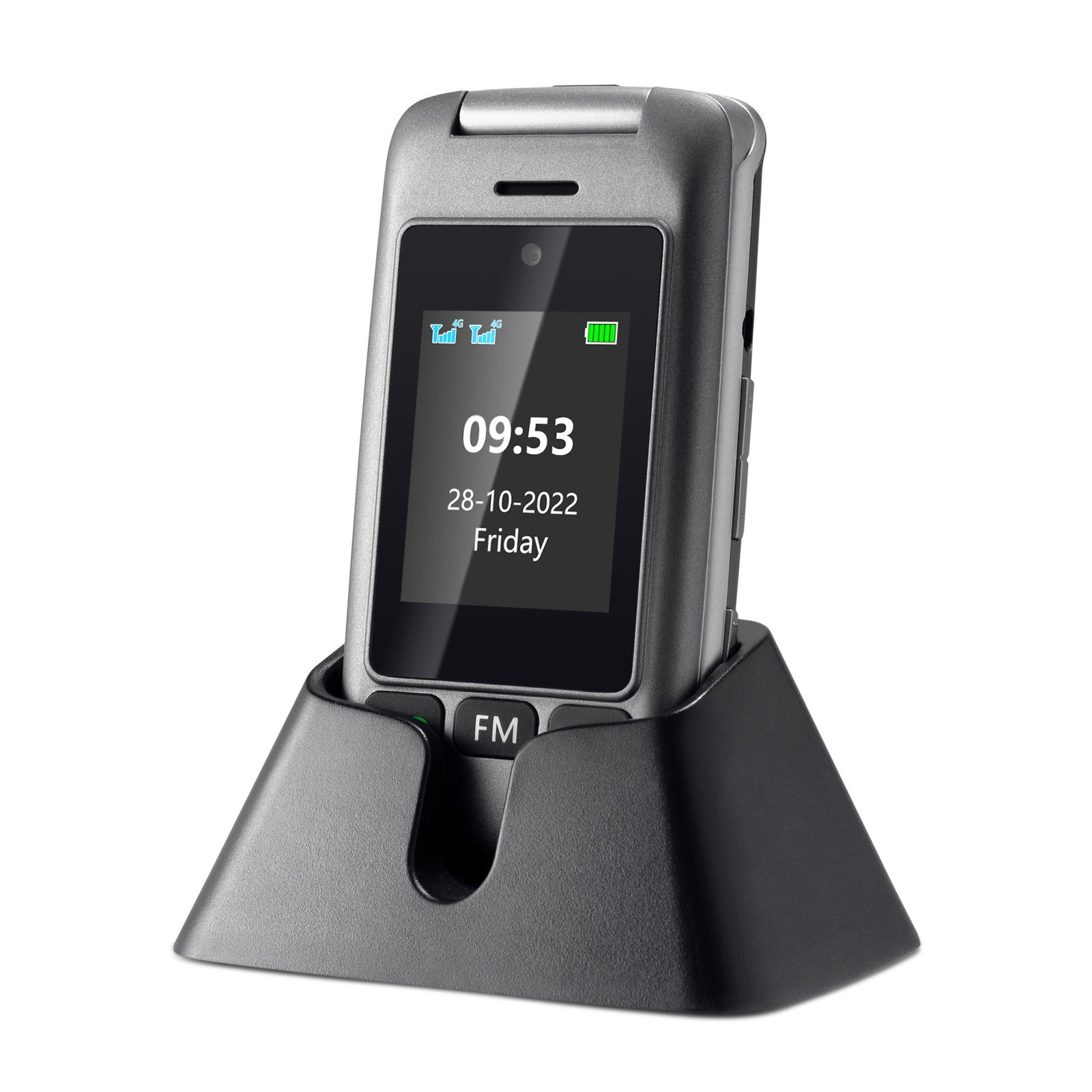 Artfone G6 4G Flip Teléfono – Dual LCD, Grote Toetsen & Base de carga